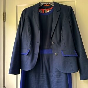 Boden sheath dress and blazer combo.